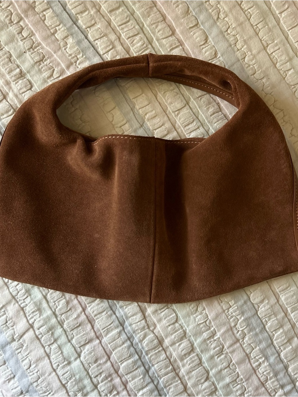 Suede Brown Hobo Shoulder Bag